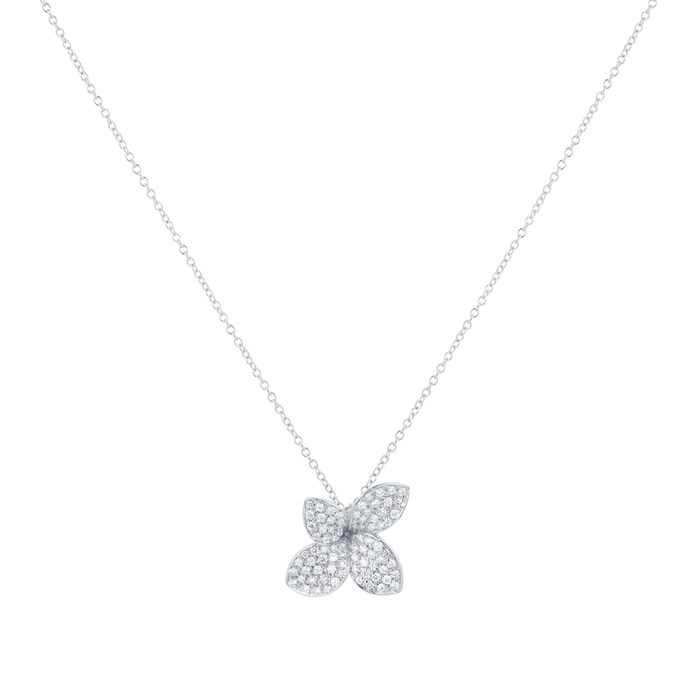 Pasquale Bruni Petit Garden Medium Flower Necklace in 18ct White Gold with Diamonds