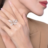 Pasquale Bruni Giardini Segreti Five Leaves Small Flower Ring in 18ct Rose Gold with White and Champagne Diamonds