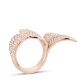 Pasquale Bruni Giardini Segreti Five Leaves Small Flower Ring in 18ct Rose Gold with White and Champagne Diamonds