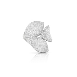 12920657 - Giardini Segreti Three Leaves Ring in 18ct White Gold with Diamonds
