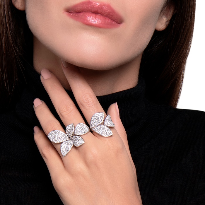 Pasquale Bruni Giardini Segreti Three Leaves Ring in 18ct White Gold with Diamonds