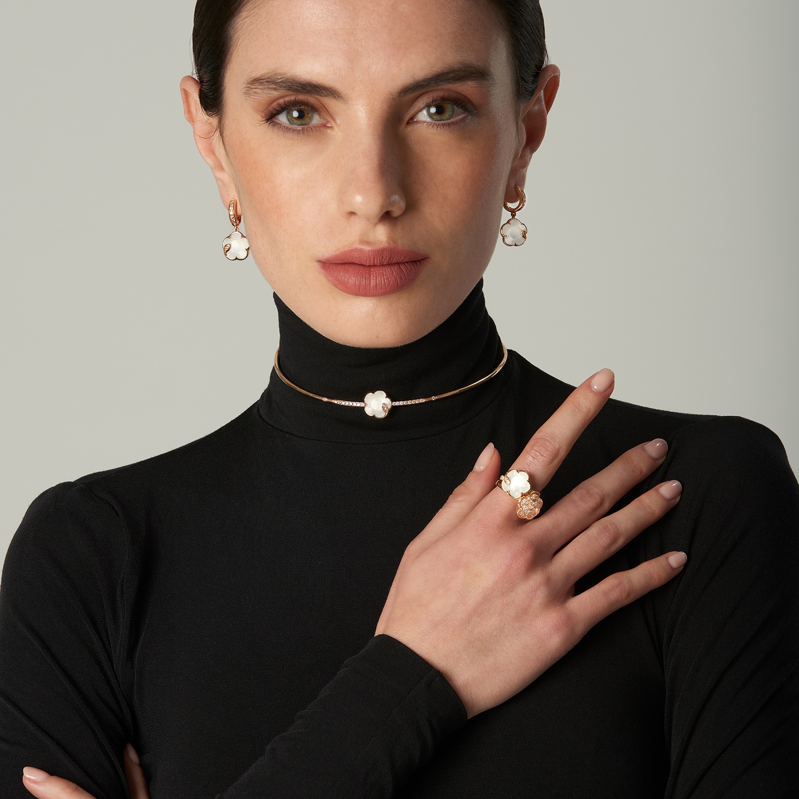 Pasquale Bruni 18K Rose Gold Petit Joli Diamond & Pearl Choker Necklace Pasquale Bruni 18K Rose Gold Petit Joli Diamond & Pearl Choker Necklace