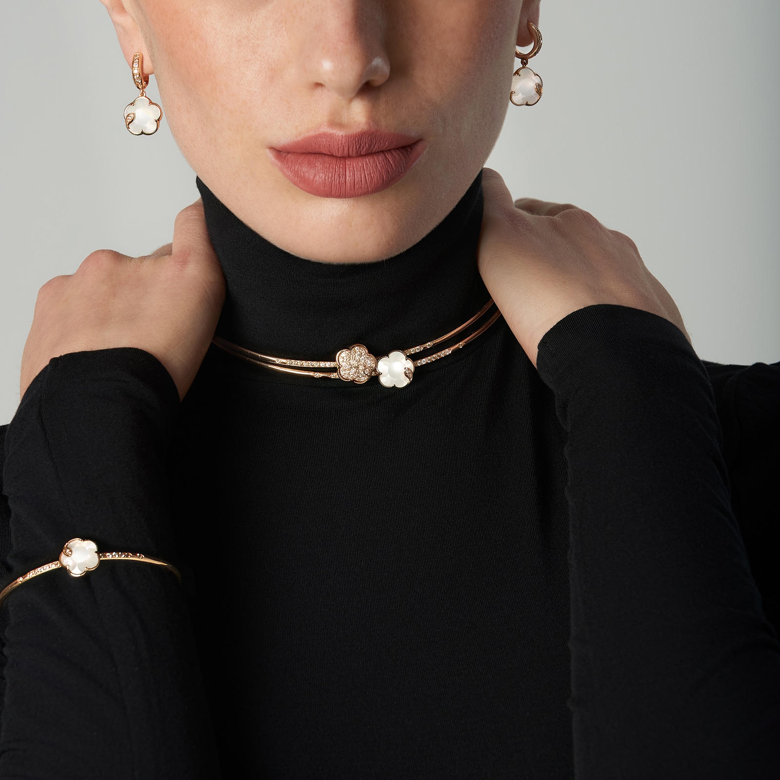 Pasquale Bruni 18K Rose Gold Petit Joli Diamond & Pearl Choker Necklace