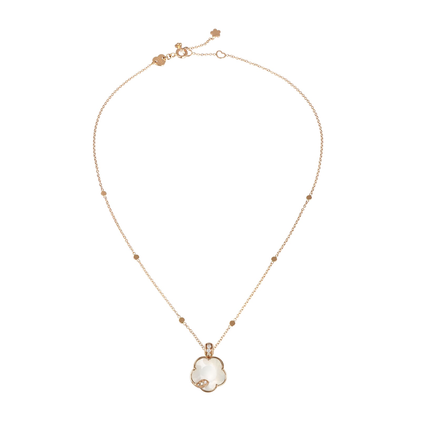 Petit Joli Necklace in 18ct Rose Gold with Pearl of the Moon gem and Diamonds