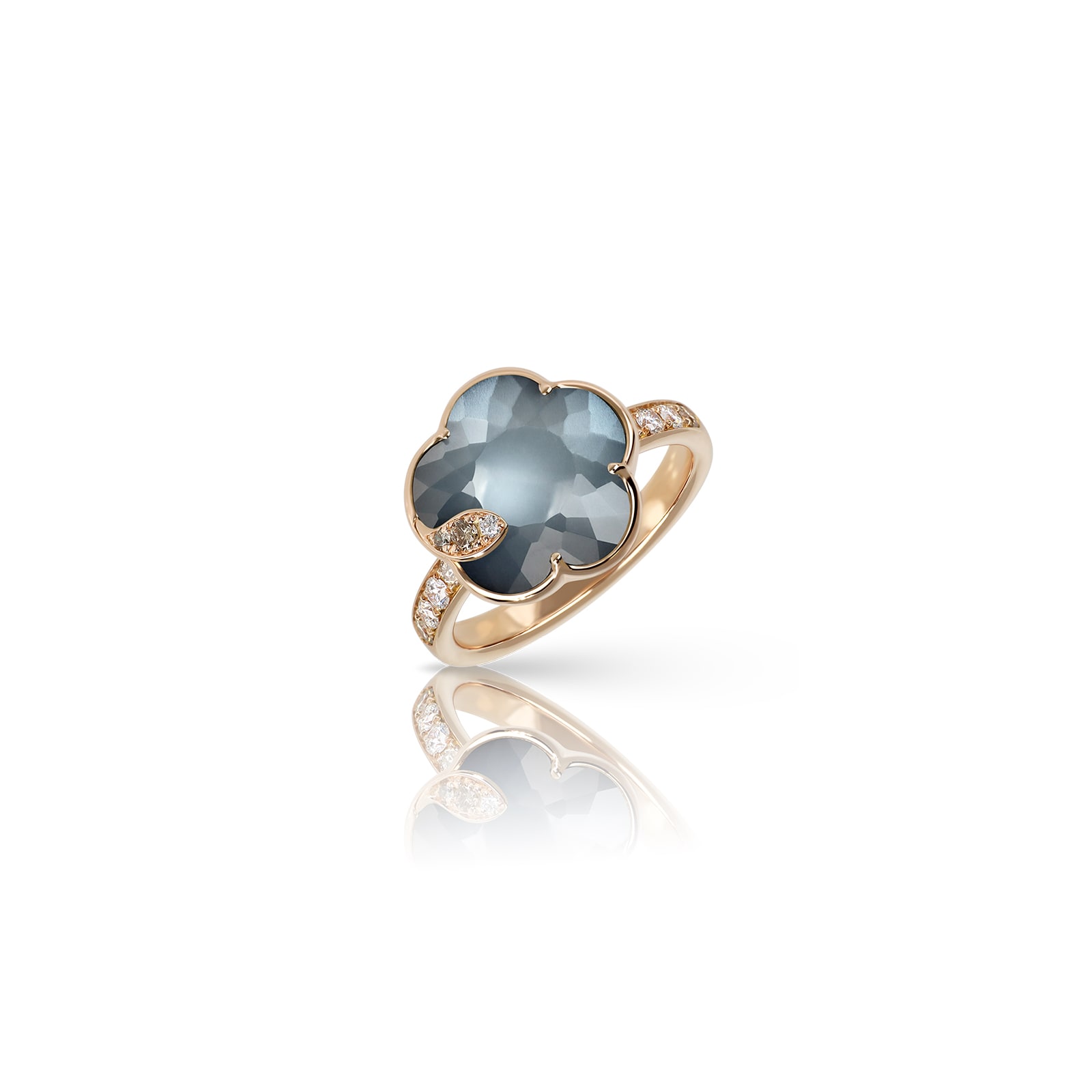 Pasquale Bruni 18K Rose Gold Petit Joli Diamond, Onyx & Blue Moonstone Ring - Size 6.5