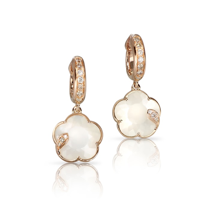 Pasquale Bruni Petit Joli Earrings in 18ct Rose Gold with Pearl of the Moon gem and Diamonds