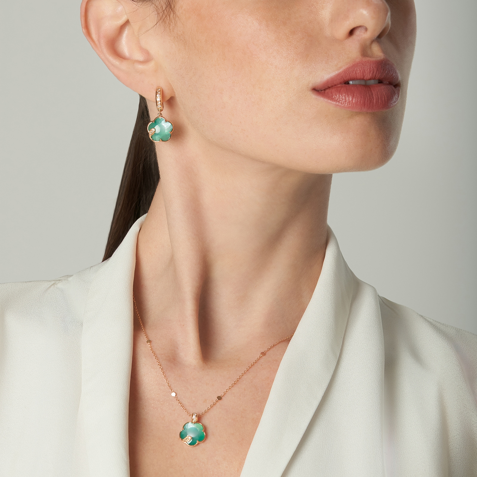 Pasquale Bruni Petit Joli Necklace in 18ct Rose Gold with Lunar Garden gem and Diamonds Pasquale Bruni Petit Joli Necklace in 18ct Rose Gold with Lunar Garden gem and Diamonds