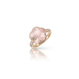 Pasquale Bruni 18K Rose Gold Petit Joli Diamond & Pink Moonstone Ring - Size 6.5