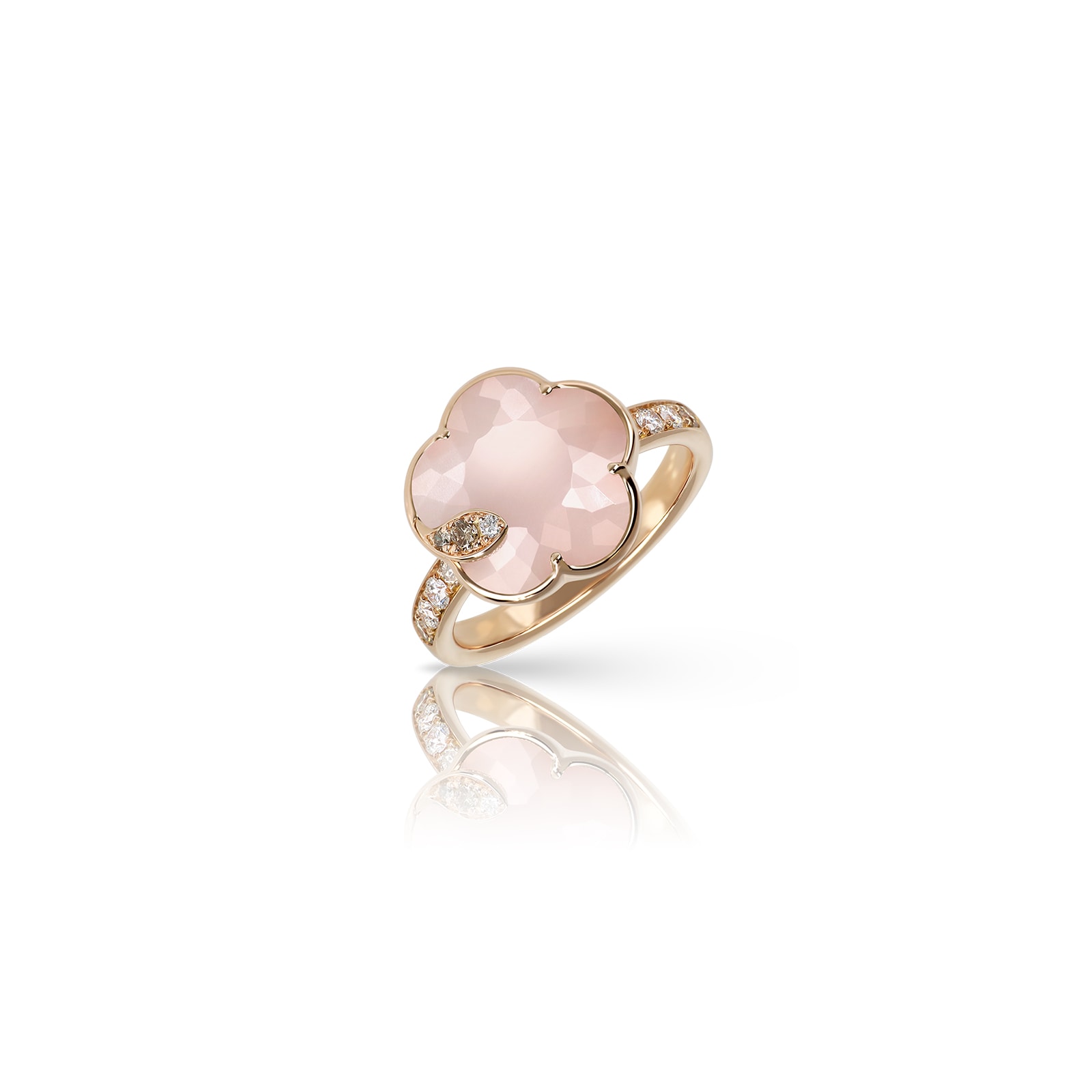 Pasquale Bruni 18K Rose Gold Petit Joli Diamond & Pink Moonstone Ring - Size 6.5