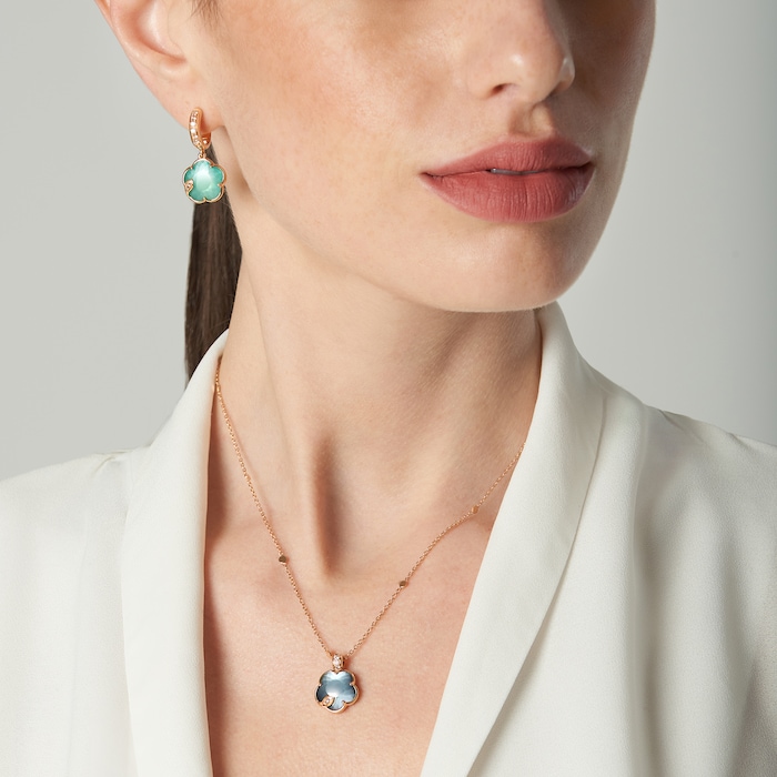 Pasquale Bruni Petit Joli Necklace in 18ct Rose Gold with Lunar Night Blue gem and Diamonds