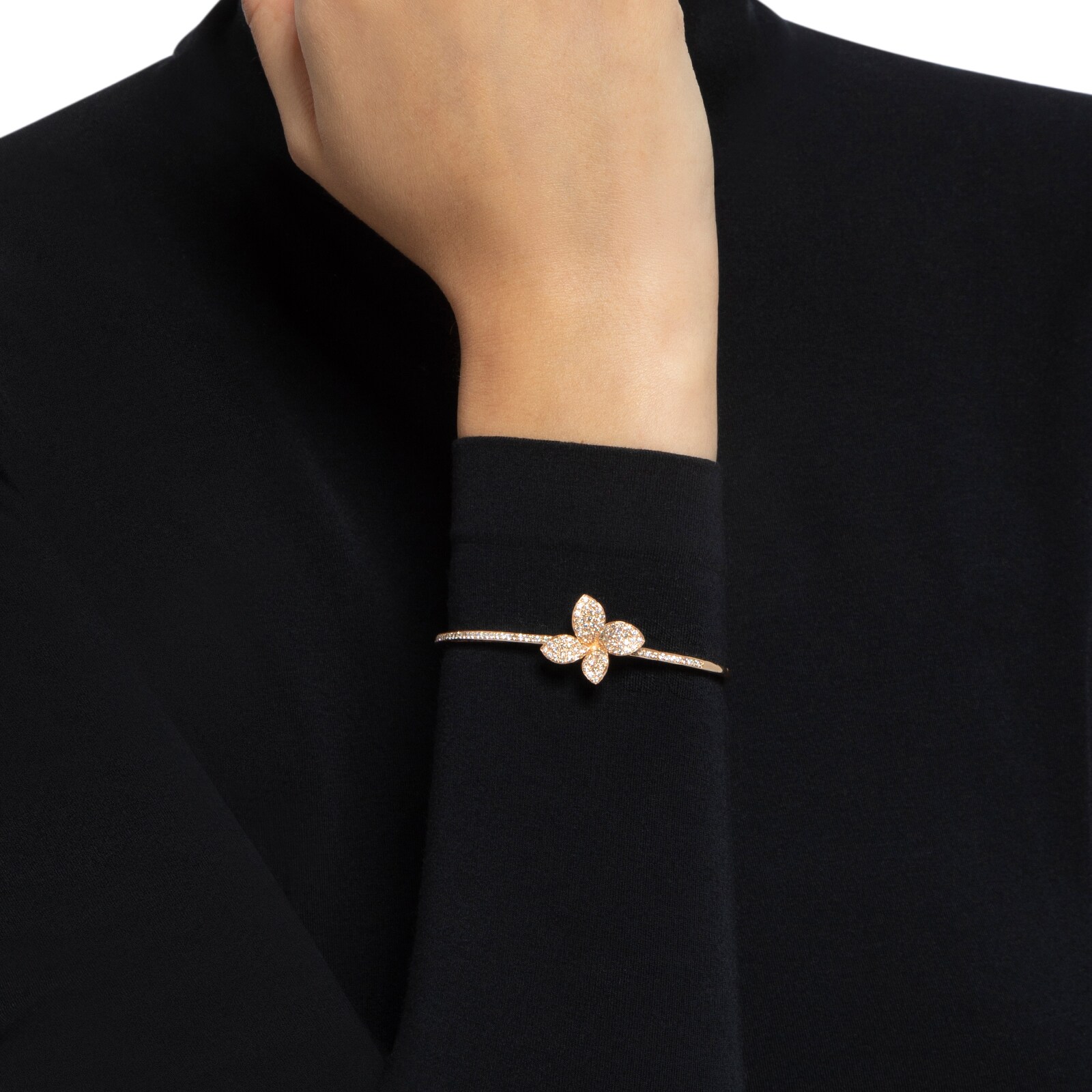 Pasquale Bruni 18K Rose Gold Petit Garden Diamond Flower Bracelet - Size Medium