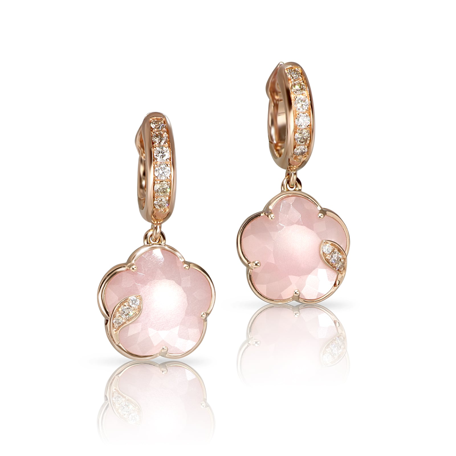 Pasquale Bruni Petit Joli Earrings in 18ct Rose Gold with Lunar Rose gem and Diamonds