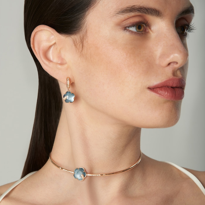 Pasquale Bruni Petit Joli Earrings in 18ct Rose Gold with Lunar Night Blue gem and Diamonds