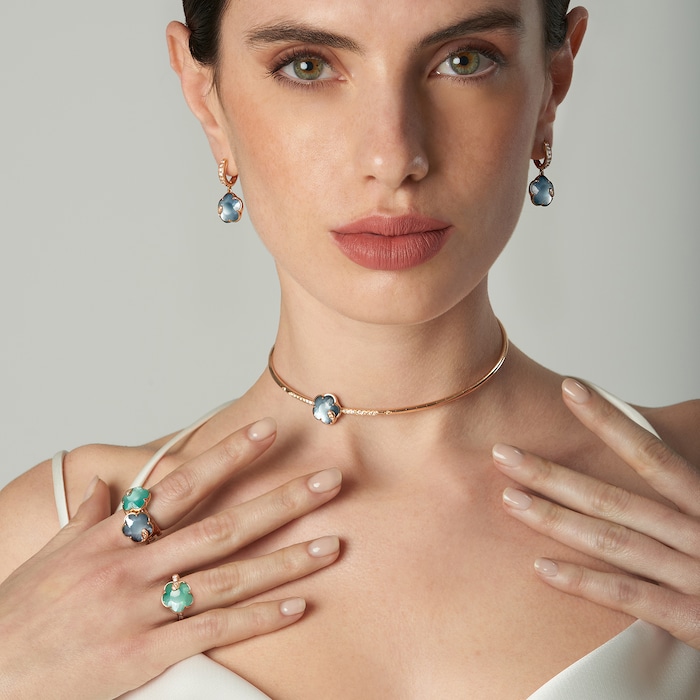 Pasquale Bruni Petit Joli Earrings in 18ct Rose Gold with Lunar Night Blue gem and Diamonds