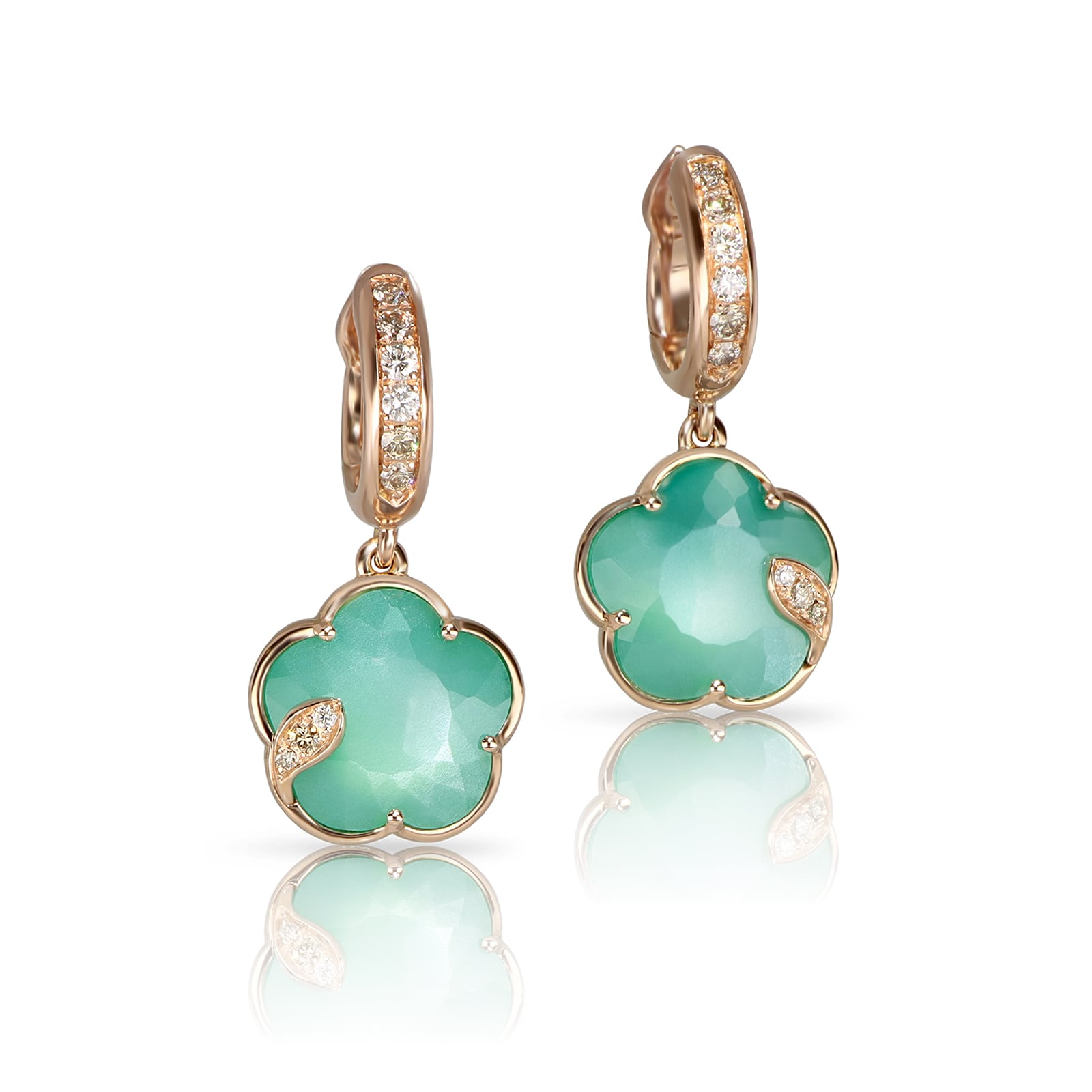 Pasquale Bruni Petit Joli Earrings in 18ct Rose Gold with Lunar Garden gem and Diamonds Pasquale Bruni Petit Joli Earrings in 18ct Rose Gold with Lunar Garden gem and Diamonds