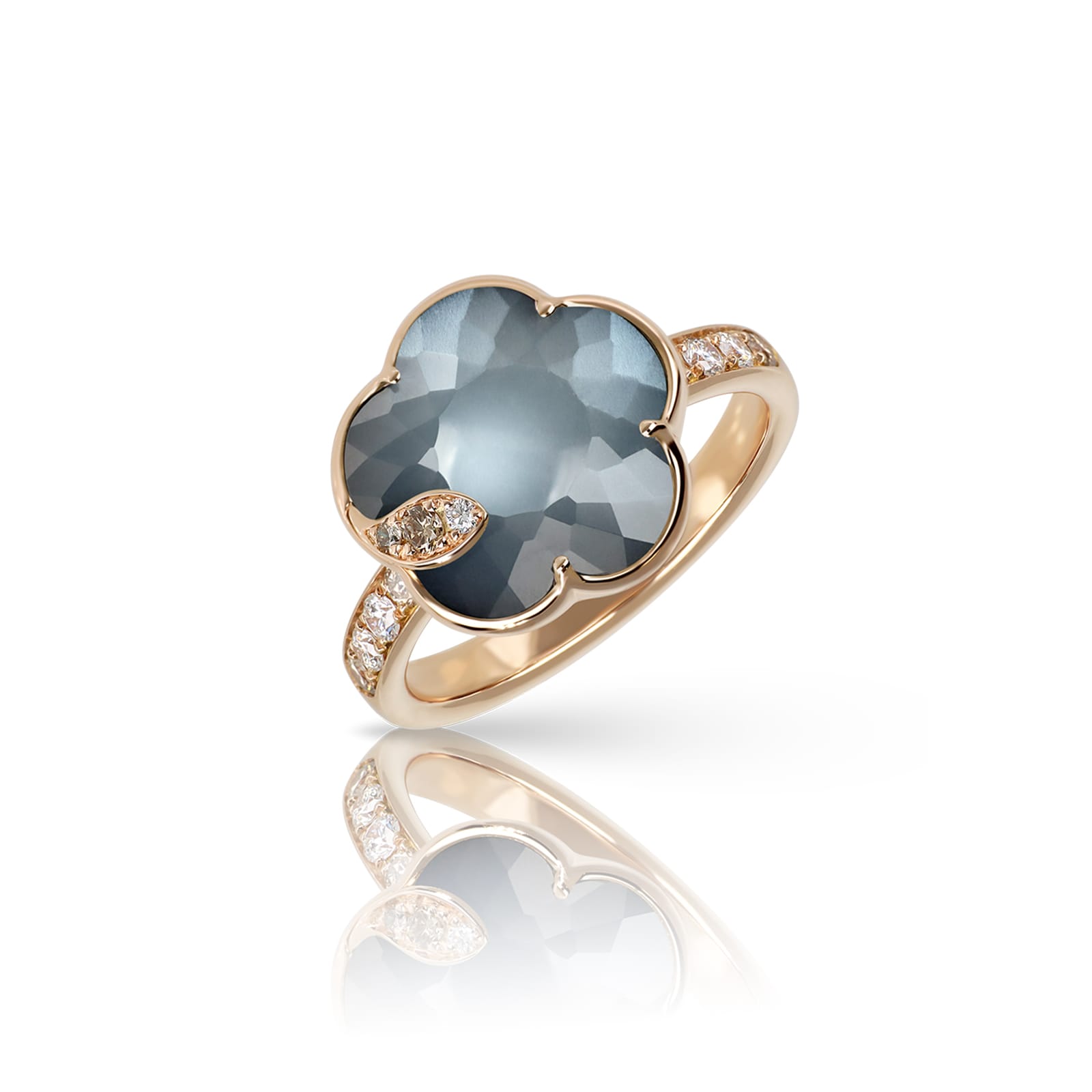 Pasquale Bruni Petit Joli Rings in 18ct Rose with Lunar Night Blue gem and Diamonds Pasquale Bruni Petit Joli Rings in 18ct Rose with Lunar Night Blue gem and Diamonds