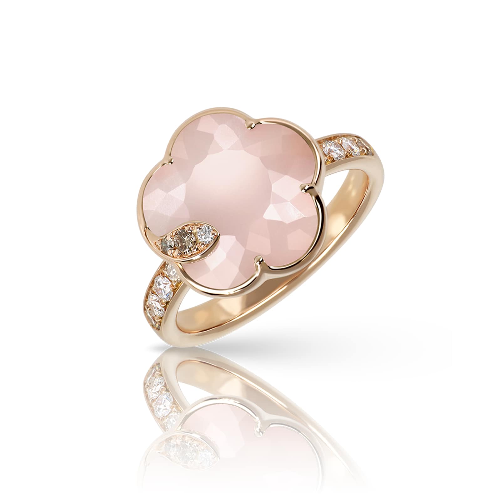 Petit Joli Ring in 18ct Rose Gold with Lunar Rose gem and Diamonds - Ring Size M