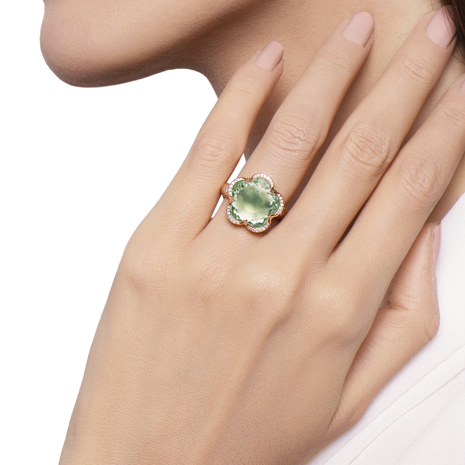 Pasquale Bruni 18K Rose Gold Bon Ton Diamond & Prasiolite Ring - Size 6.25 Pasquale Bruni 18K Rose Gold Bon Ton Diamond & Prasiolite Ring - Size 6.25