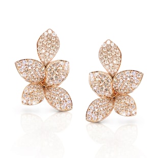 Pasquale Bruni Giardini Segreti Stud Earrings in 18ct Rose Gold with White and Champagne Diamonds