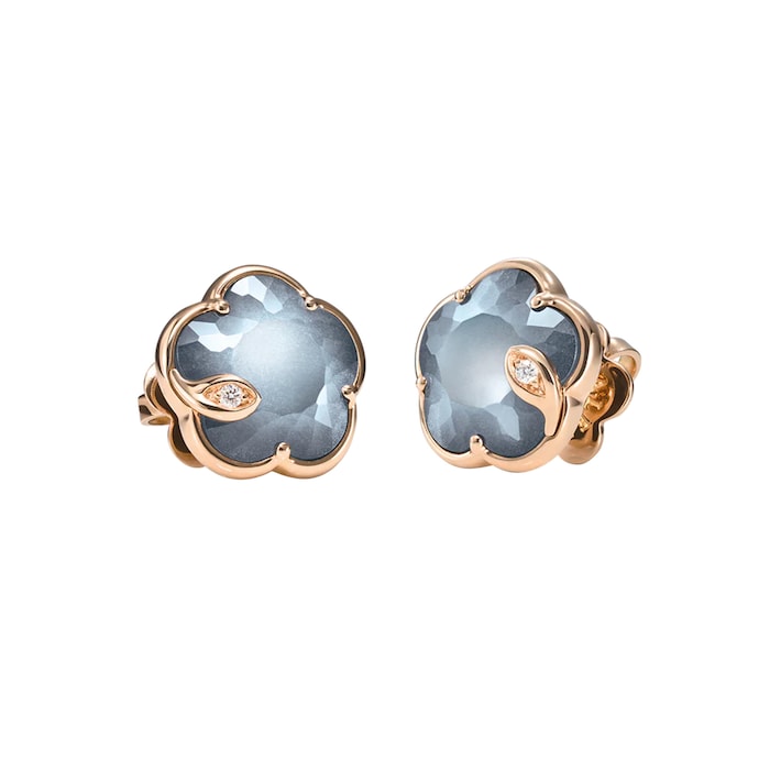 Pasquale Bruni 18K Rose Gold Petit Joli Lunaire Night Blue Gem Stud Earrings