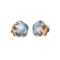 12920827 - 18ct Rose Gold Petit Joli Lunaire Diamond & Night Blue Gem Stud Earrings