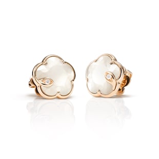Pasquale Bruni 18ct Rose Gold Petit Joli Lunaire Diamond & Mother Of Pearl Stud Earrings