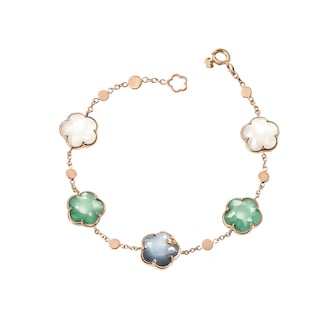 Pasquale Bruni 18K Rose Gold Petit Joli Lunaire Diamond, Pearl, Green Agate & Blue Gem Bracelet