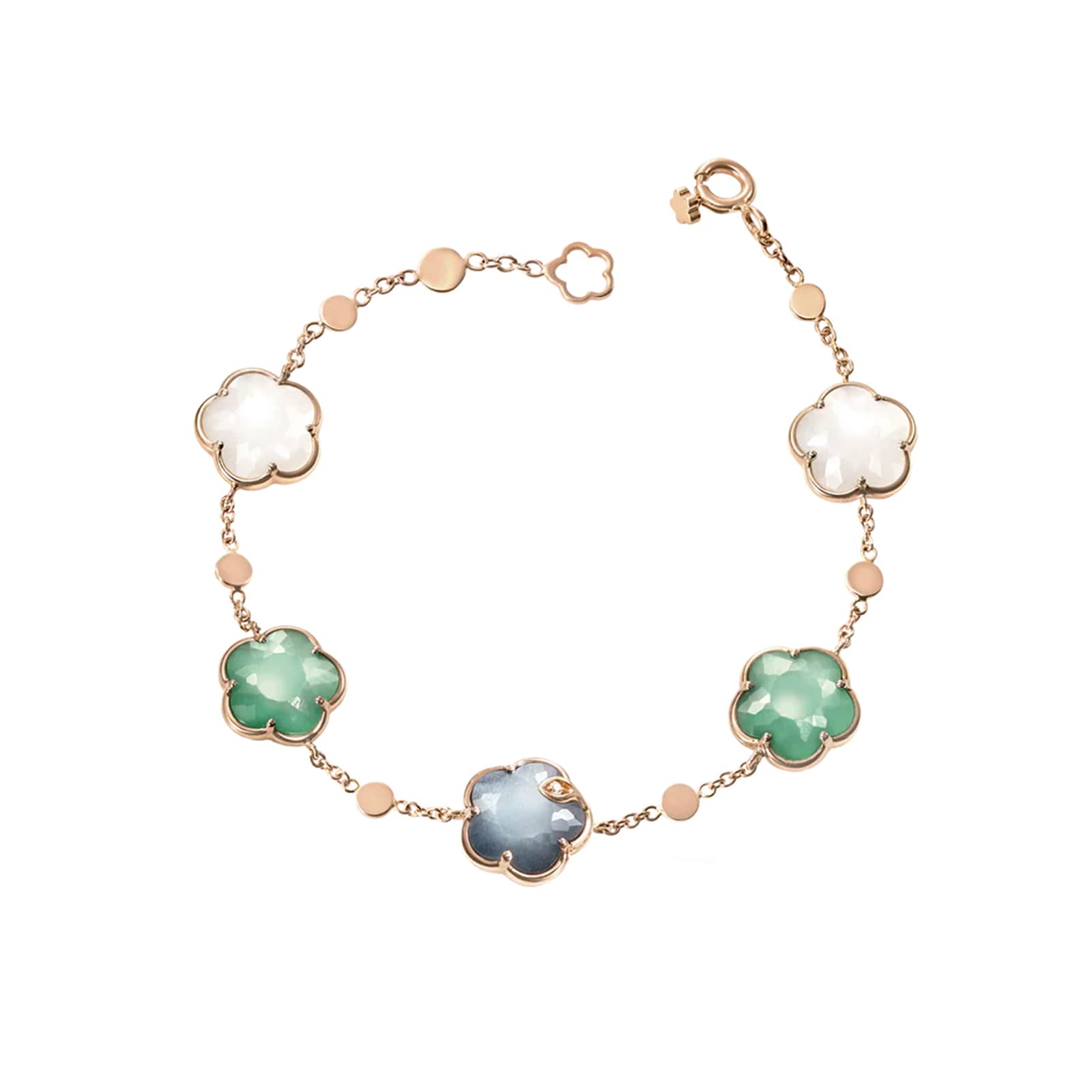 Pasquale Bruni 18K Rose Gold Petit Joli Lunaire Diamond, Pearl, Green Agate & Blue Gem Bracelet