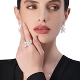 Pasquale Bruni 18K White Gold Giardini Segreti Diamond Flower Ring - Size 7.5