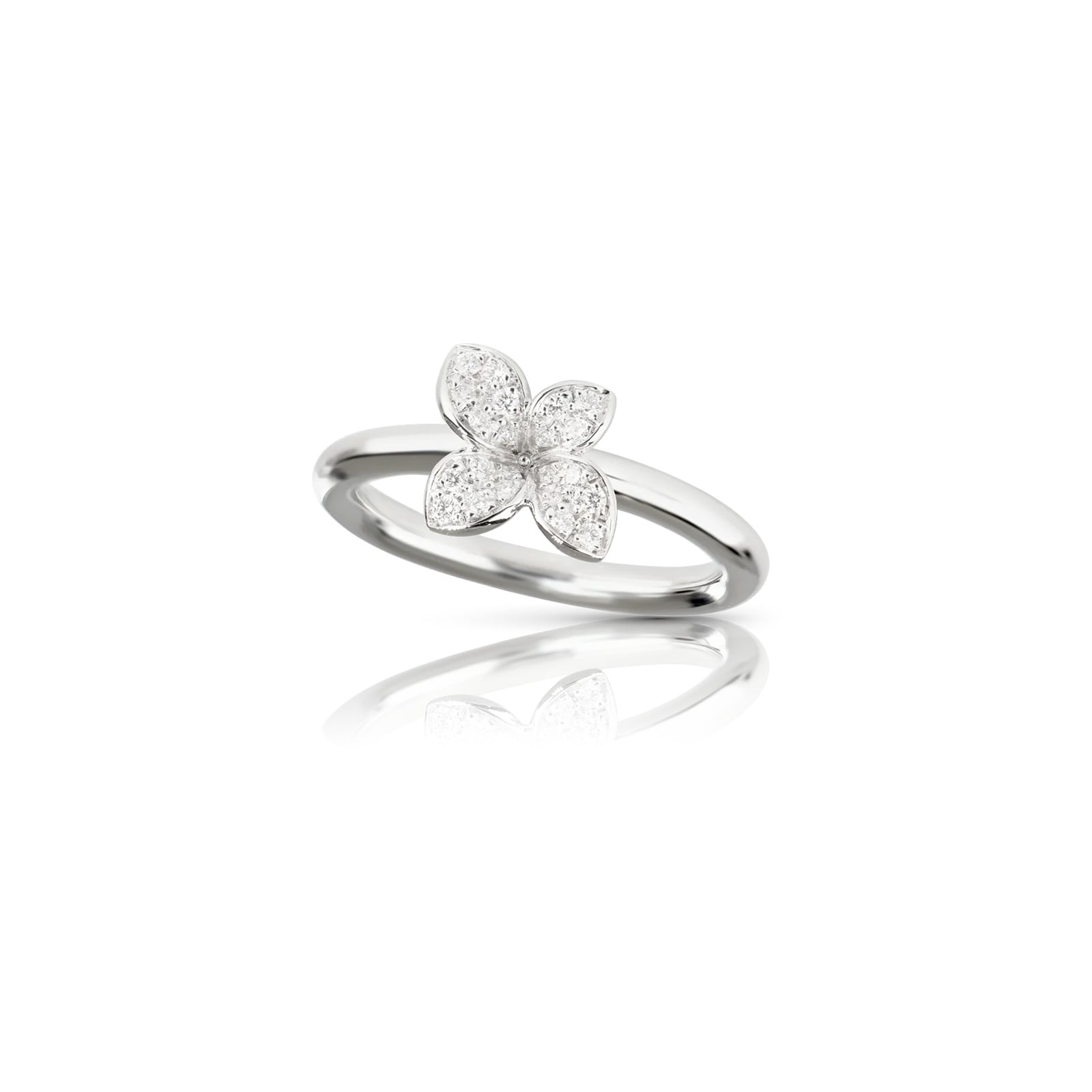 Petit Garden Ring In 18ct White Gold With White Diamonds - Ring Size M