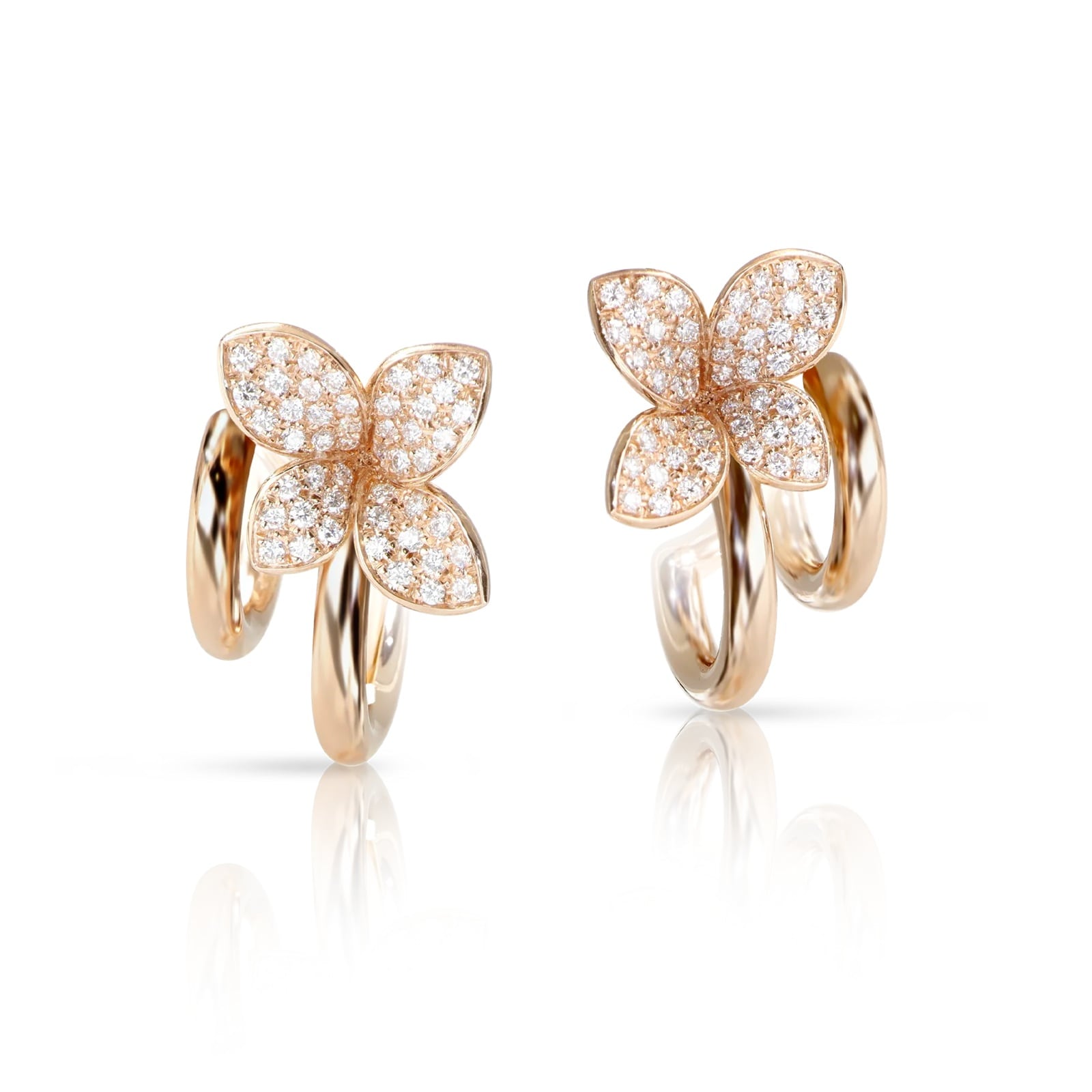 Pasquale Bruni 18K Rose Gold Petit Garden Diamond Huggie Hoop Earrings