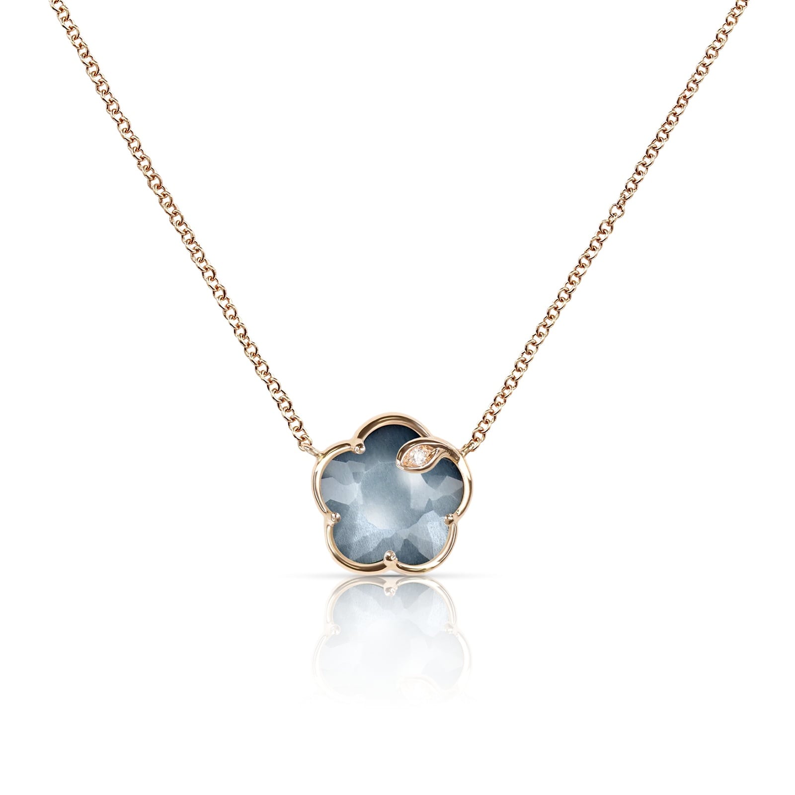 Pasquale Bruni 18K Rose Gold Petit Joli Lunar Night Blue Gem & Diamond Necklace