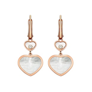 Chopard Happy Hearts Earrings, Ethical Rose Gold, Diamonds, Mother-of-Pearl