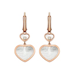 12950458 - Happy Hearts Earrings, Ethical Rose Gold, Diamonds, Mother-of-Pearl