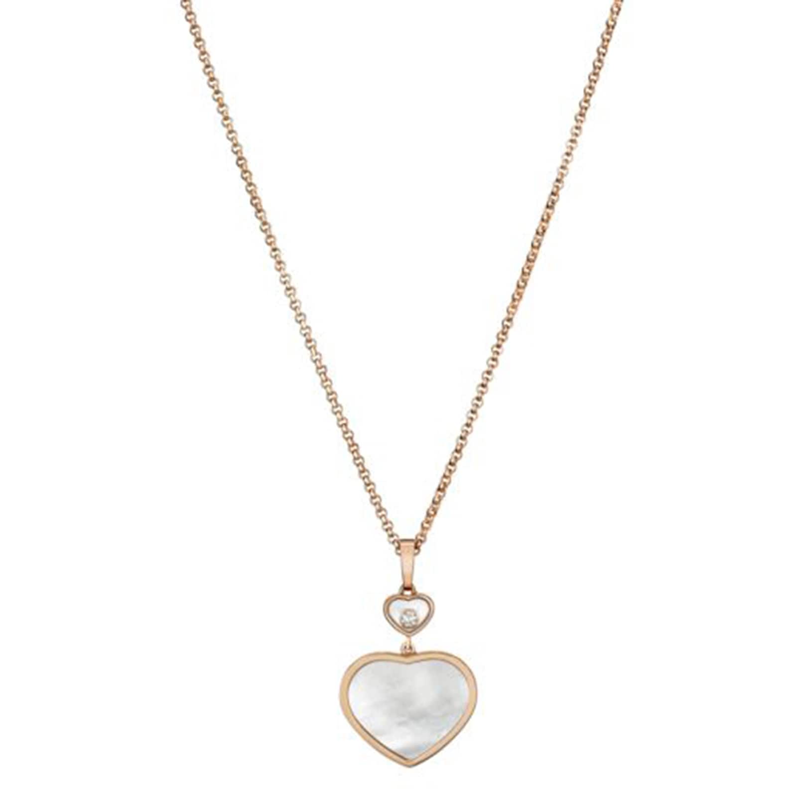 Happy Hearts 18ct Rose Gold Mother of Pearl Diamond Pendant