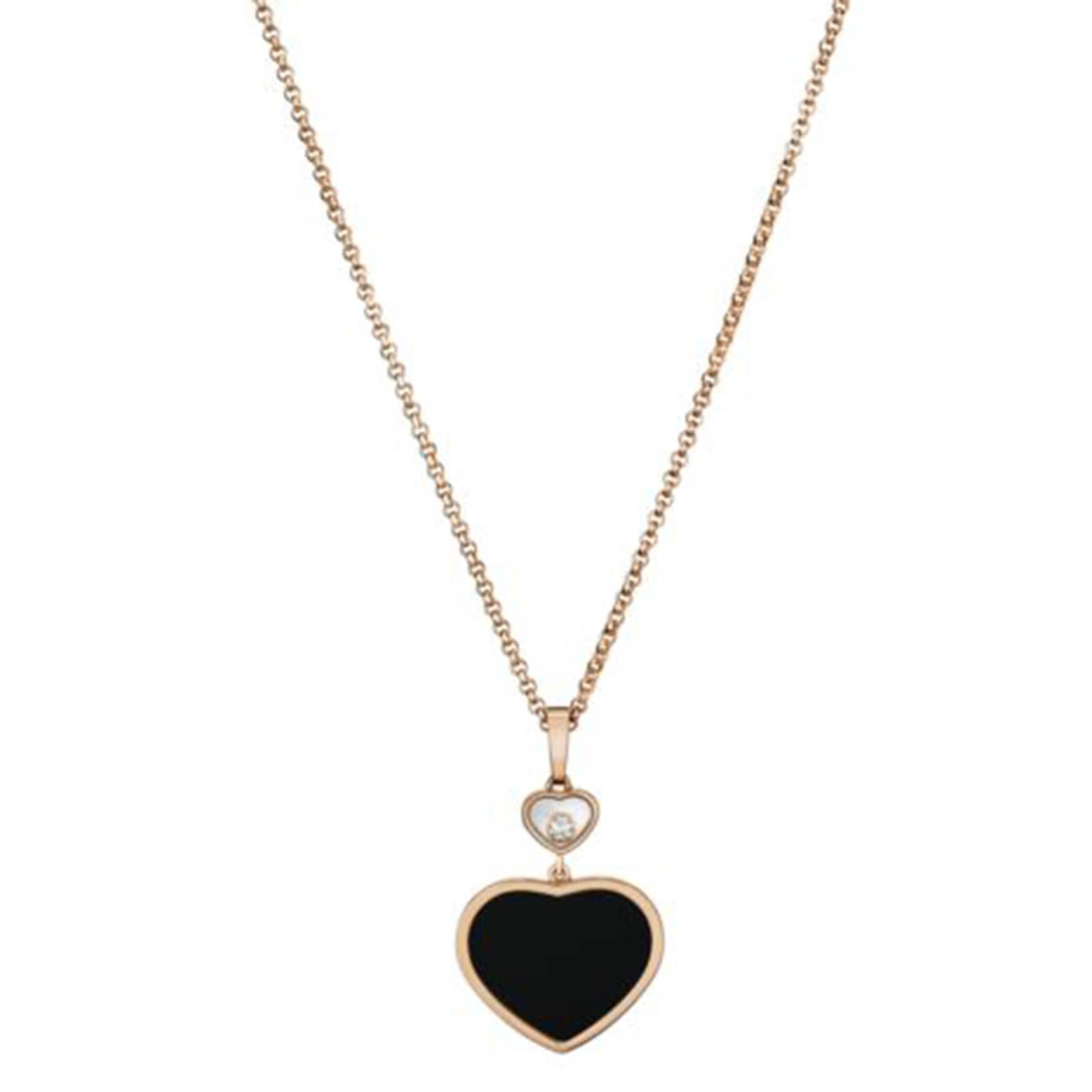 Happy Hearts 18ct Rose Gold Black Onyx Diamond Pendant