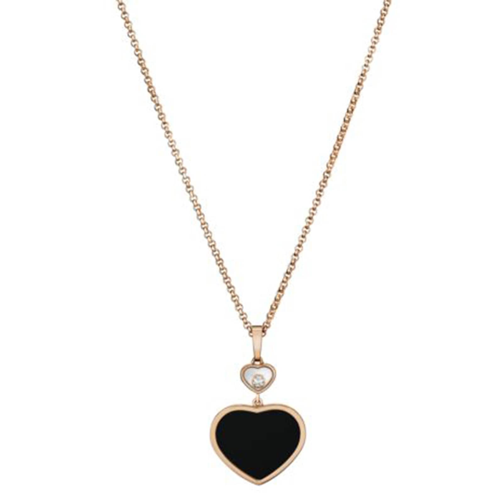 Chopard Happy Hearts 18ct Rose Gold Black Onyx Diamond Pendant Chopard Happy Hearts 18ct Rose Gold Black Onyx Diamond Pendant