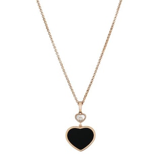 Chopard Happy Hearts 18ct Rose Gold Black Onyx Diamond Pendant