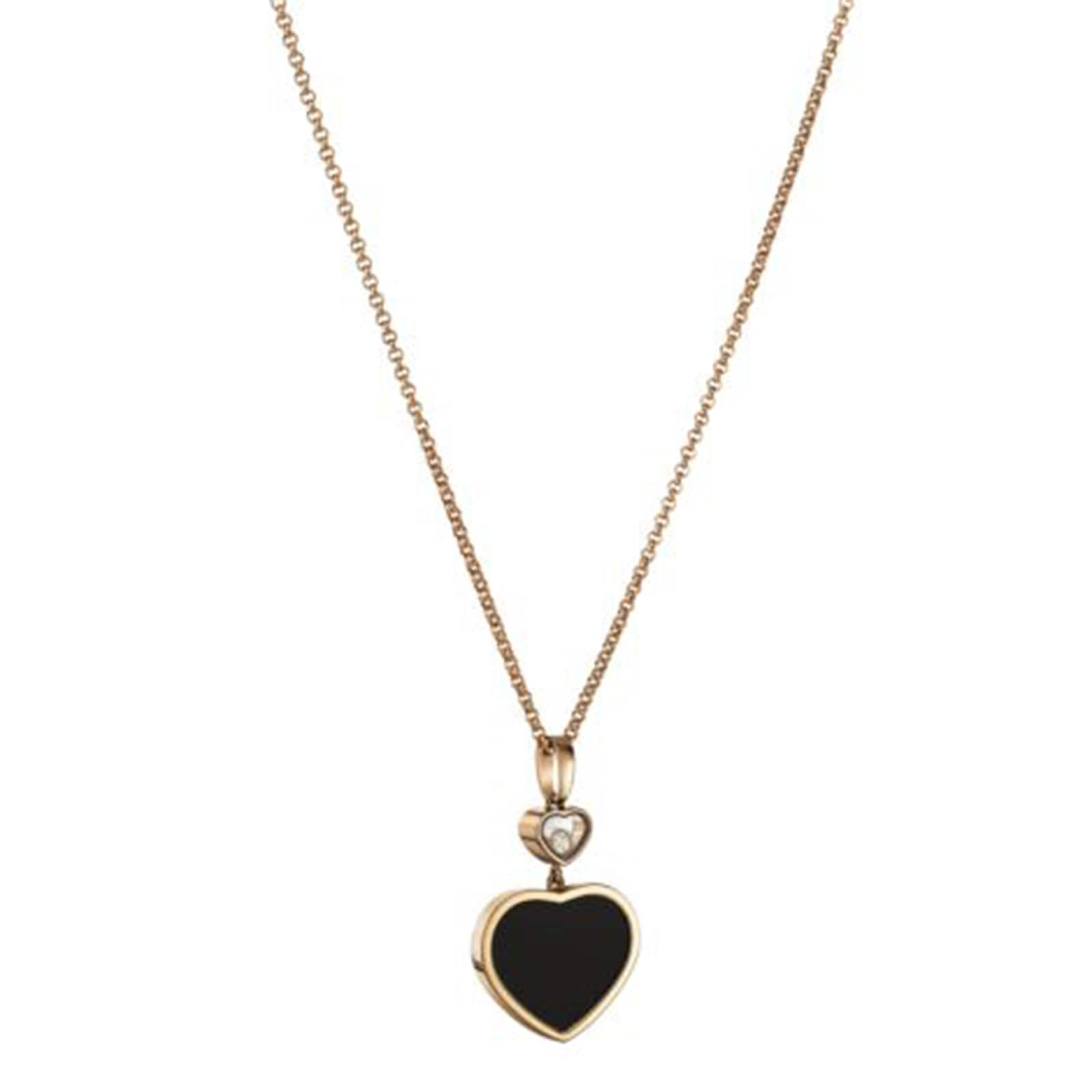 Happy Hearts 18ct Rose Gold Black Onyx Diamond Pendant