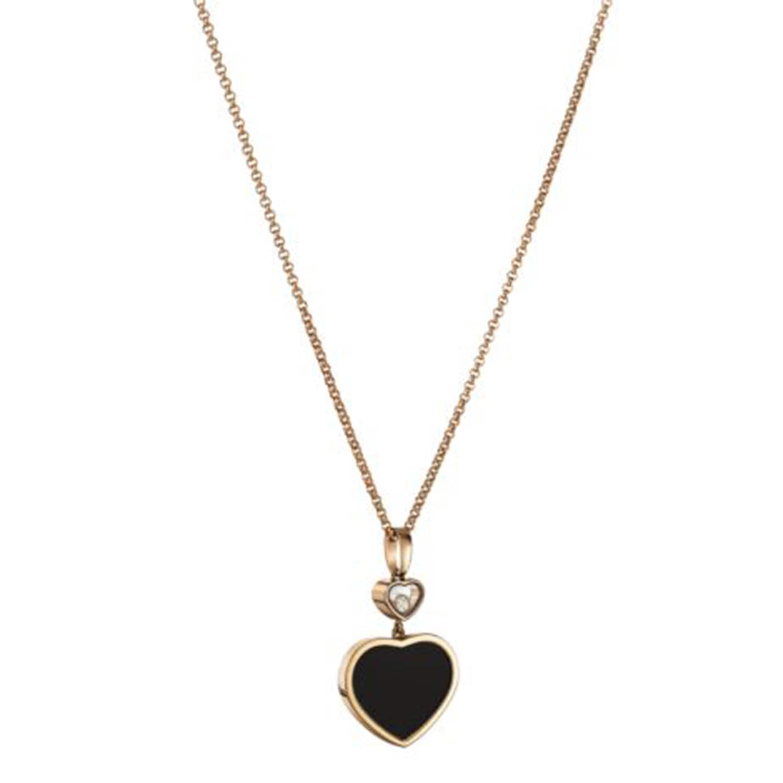 Chopard Happy Hearts 18ct Rose Gold Black Onyx Diamond Pendant Chopard Happy Hearts 18ct Rose Gold Black Onyx Diamond Pendant