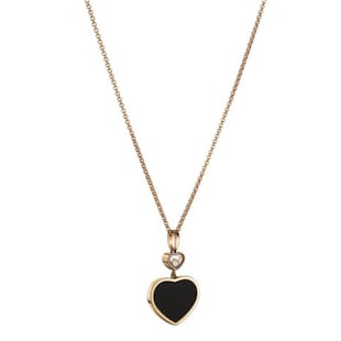 Chopard Happy Hearts 18ct Rose Gold Black Onyx Diamond Pendant