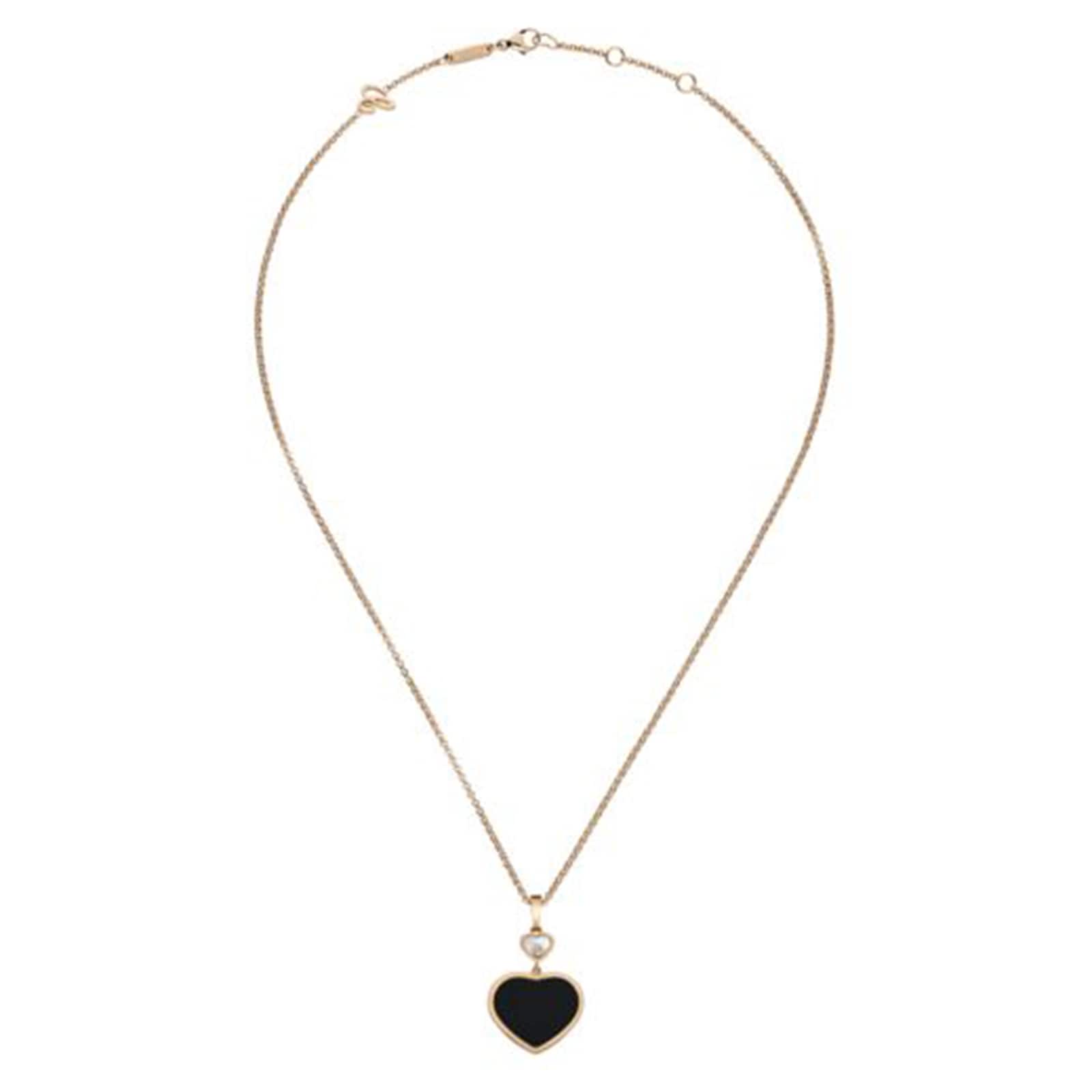 Chopard Happy Hearts 18ct Rose Gold Black Onyx Diamond Pendant Chopard Happy Hearts 18ct Rose Gold Black Onyx Diamond Pendant