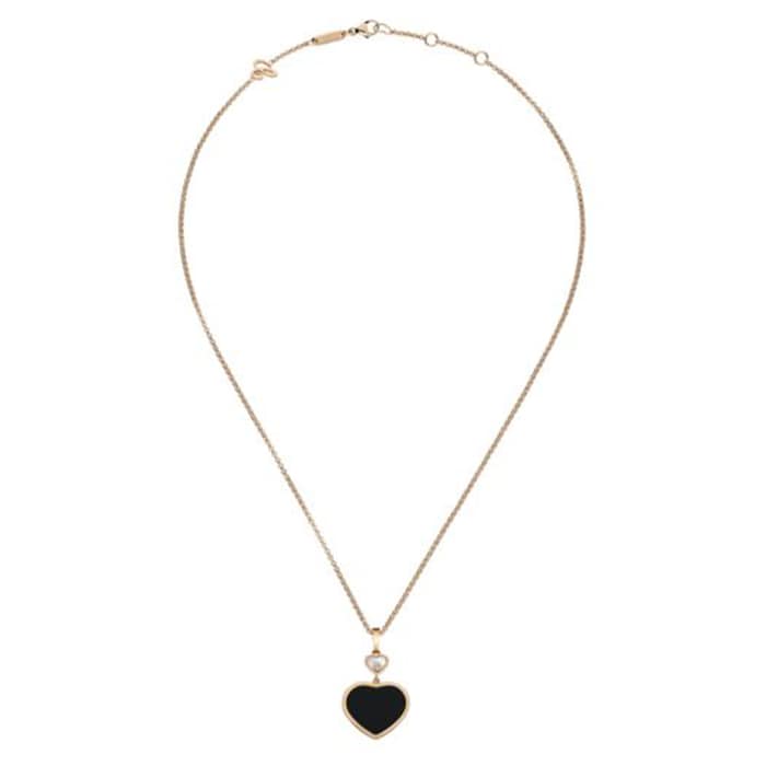 Chopard Happy Hearts 18ct Rose Gold Black Onyx Diamond Pendant