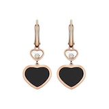 Chopard Happy Hearts 18ct Rose Gold Natural Black Onyx Diamond Earrings