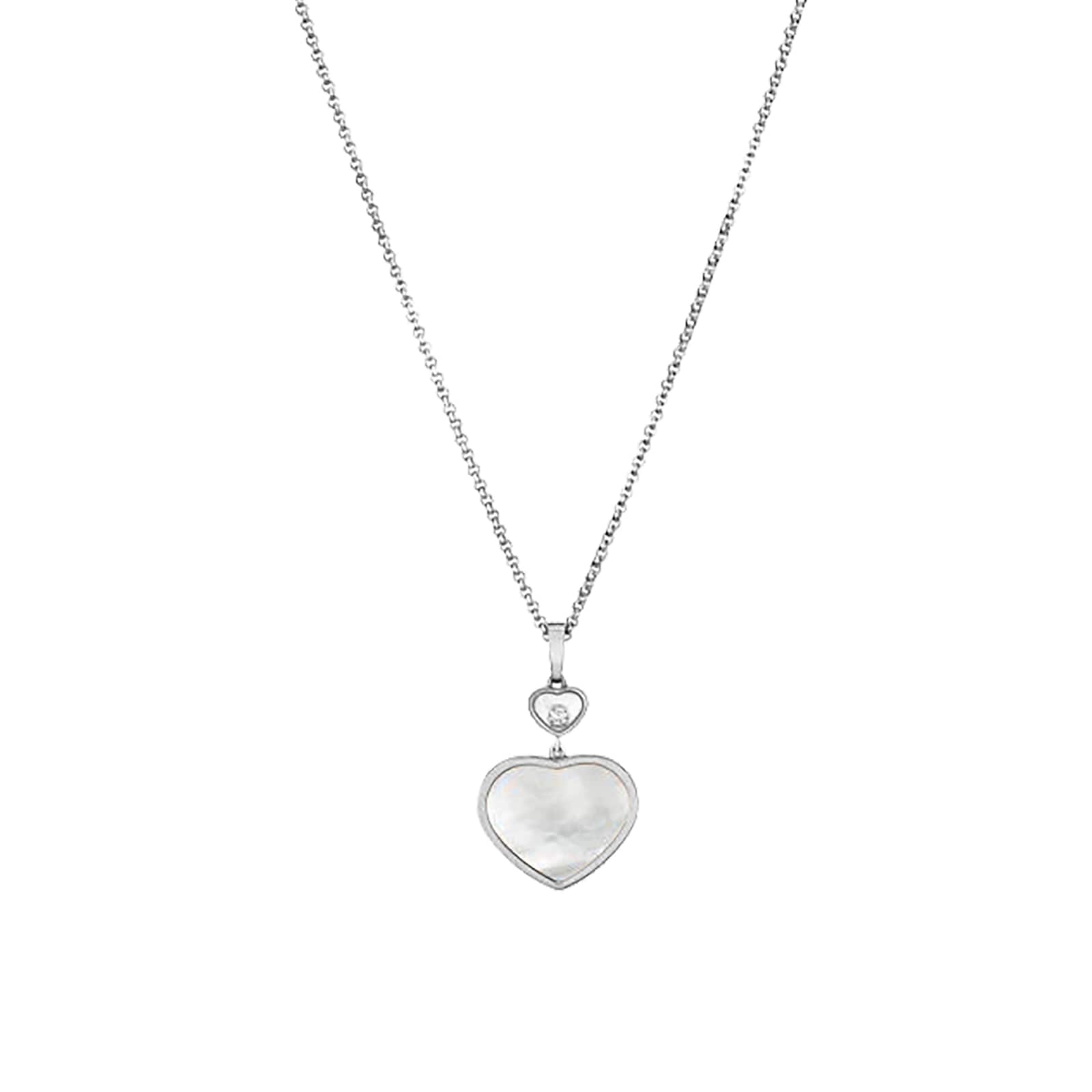 Happy Hearts 18ct White Gold Mother of Pearl Diamond Pendant