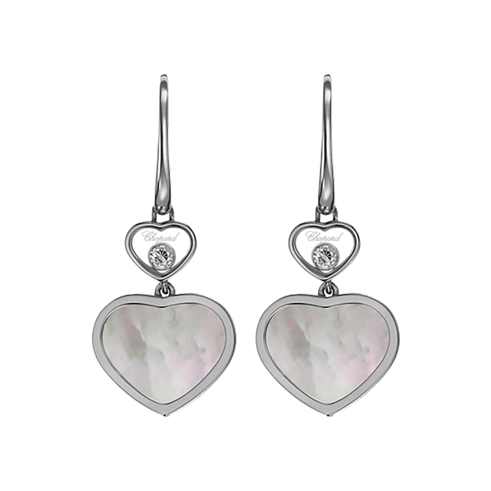 Happy Hearts 18ct White Gold Mother of Pearl Diamond Earrings