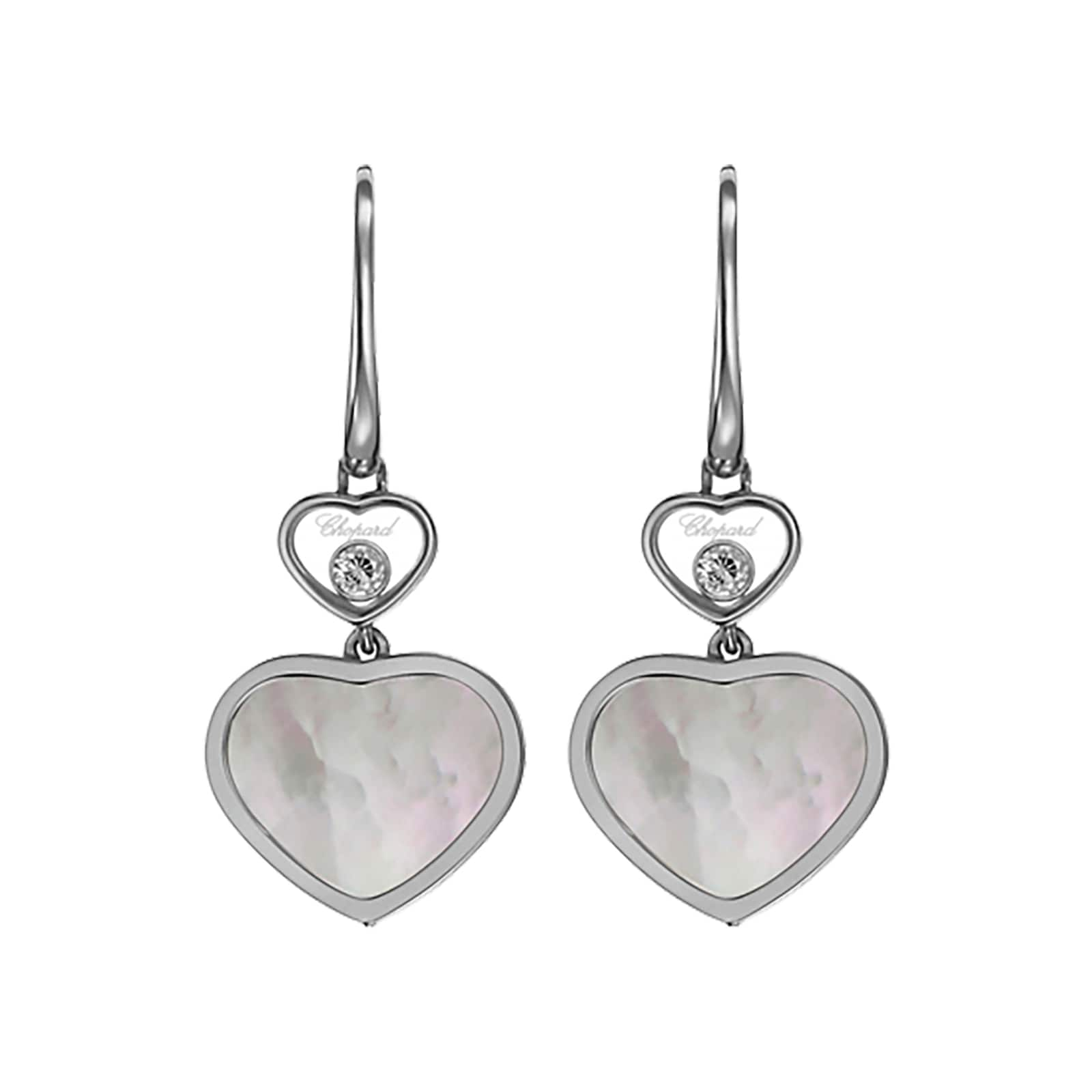 Chopard Happy Hearts 18ct White Gold Mother of Pearl Diamond Earrings