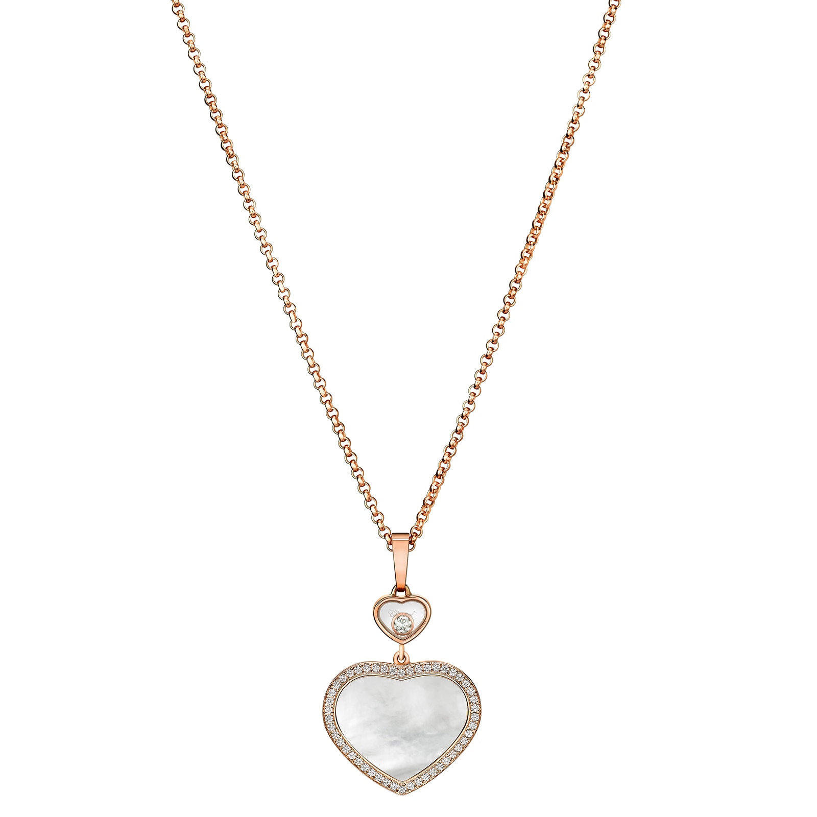 Chopard Happy Hearts Pendant, Ethical Rose Gold, Diamonds, Mother-of-Pearl Chopard Happy Hearts Pendant, Ethical Rose Gold, Diamonds, Mother-of-Pearl