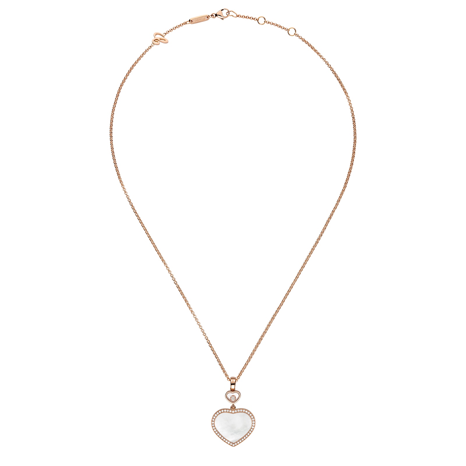 Chopard Happy Hearts Pendant, Ethical Rose Gold, Diamonds, Mother-of-Pearl Chopard Happy Hearts Pendant, Ethical Rose Gold, Diamonds, Mother-of-Pearl