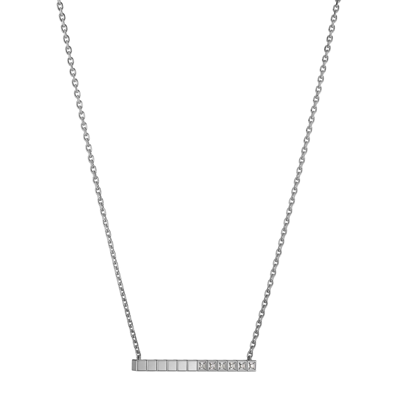 Ice Cube Pure Necklace, Ethical White Gold, Half-Set Diamonds